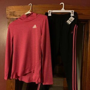 Adidas Girls Outfit, Pink shirt + Black pants